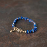 Tranquil Spirit Lapis Lazuli Bracelet with Vintage Brass Accents