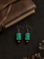 Vintage Tibetan Magnesite & Sandalwood Drop Earrings