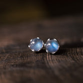 Tranquil Moonlight Silver Stud Earrings for Serenity and Balance