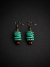 Vintage Tibetan Magnesite & Sandalwood Drop Earrings