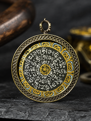 Hand-Painted Tibetan Thangka Mantra Amulet Pendant