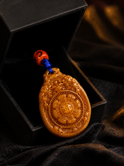 Tibetan Yak Bone Carved Jiugong Bagua Amulet Pendant
