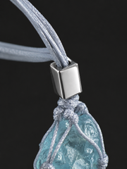 Tibetan Raw Aquamarine Macrame Necklace S925 Silver