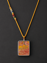 Hand-Painted Yellow Jambhala Thangka Pendant Necklace