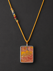 Hand-Painted Yellow Jambhala Thangka Pendant Necklace