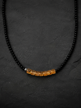 Tibetan Black Agate & Citrine Beaded Choker Necklace