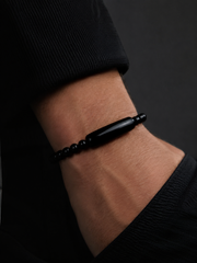 Tibetan Black Obsidian & Sterling Silver Bracelet