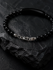 Tibetan Black Obsidian & Sterling Silver Bracelet