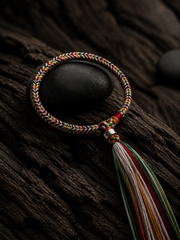 Tibetan Handmade Mulberry Silk Braided Bracelet with 925 Silver