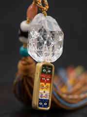 Hand-Painted Tibetan Dzi & Himalayan Crystal Charm