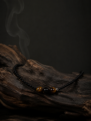Handmade Tibetan Black Agate & Tiger Eye Choker Necklace