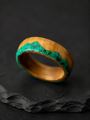 Tibetan Mount Kailash Malachite Wood Ring
