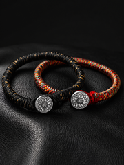 Tibetan Silk Vajra Knot Amulet Bracelet 999 Silver