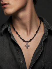 Vintage 925 Silver Crossed Vajra Tibetan Necklace