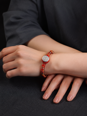 Tibetan Silk Vajra Knot Amulet Bracelet 999 Silver