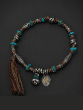 Tibetan Eagle & Mani Stone Vintage Braided Rope Necklace