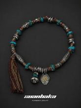 Tibetan Eagle & Mani Stone Vintage Braided Rope Necklace
