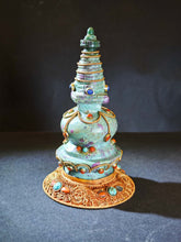 Ruby–Emerald Matrix Himalayan Stupa Sculpture