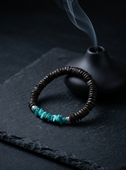 Tibetan Natural Turquoise & Agarwood 925 Silver Bracelet