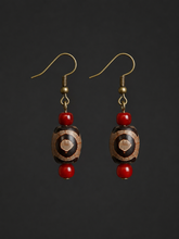 Vintage Tibetan Red Agate Dzi Earrings