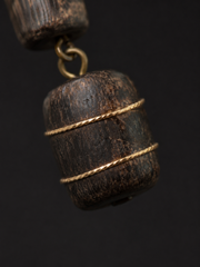 Vintage Tibetan Agarwood Gold-Inlaid Earrings