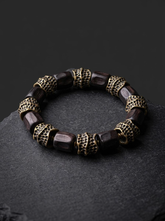 Tibetan Vintage Ebony Wood & Bronze Meditation Bracelet