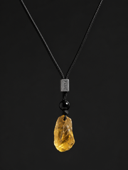 Tibetan Raw Citrine Crystal Pendant Necklace Adjustable Cord