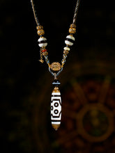 Prosperous Radiance Shale Seven-Eyed Agate Dzi Necklace