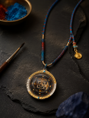 Hand-Painted Tibetan Kalachakra Mandala 925 Silver Pendant Necklace