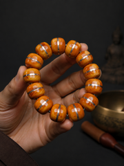 Handmade Tibetan Aged Yak Bone Inlaid Mala Bracelet