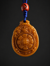 Tibetan Yak Bone Carved Jiugong Bagua Amulet Pendant