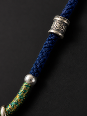 Handmade Tibetan Braided Pendant Cord with 999 Silver & Yak Bone