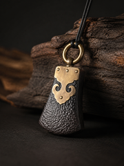 Hand-Carved Ebony & Brass Tibetan Amulet Necklace