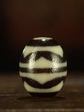 Tibetan Pure Black & White Double Tiger Fang Daro Dzi Bead Necklace