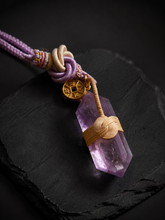 Handmade Amethyst Crystal Rattan Woven Fortune Pendant