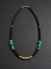 Tibetan Turquoise & Obsidian Spiritual Necklace
