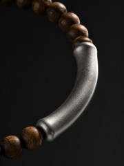 Tibetan Agarwood & Matte Silver Zen Bracelet