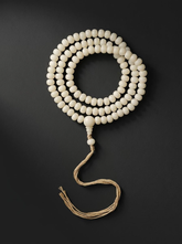 Tibetan White Jade Bodhi Root 108 Mala Beads