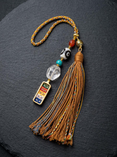 Hand-Painted Tibetan Dzi & Himalayan Crystal Charm