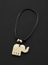 Hand-Carved Tibetan Yak Bone Elephant Necklace