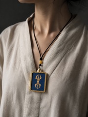 Hand-Painted Tibetan Thangka Vajra Amulet Necklace