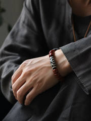 Tibetan 3-Eye Dzi Bead Natural Agate Bracelet