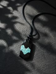 Handmade Tibetan Ebony Wood & Turquoise Mountain Pendant Necklace