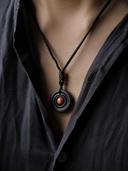 Tibetan Zen Ebony Wood Vortex Pendant Necklace