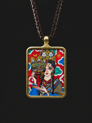 Hand-Painted Tibetan Zhaji Lhamo Thangka Amulet Pendant