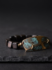 Tibetan Ebony Wood & Vintage Bronze Bracelet