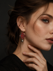 Vintage Tibetan Lacquer-Style Dangle Earrings