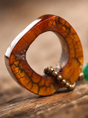 Tibetan Smoked Yak Bone Amulet Pendant Necklace