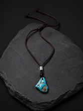 Tibetan Raw Turquoise S925 Silver Pendant Necklace