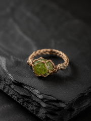 Handmade Raw Crystal Braided Adjustable Ring